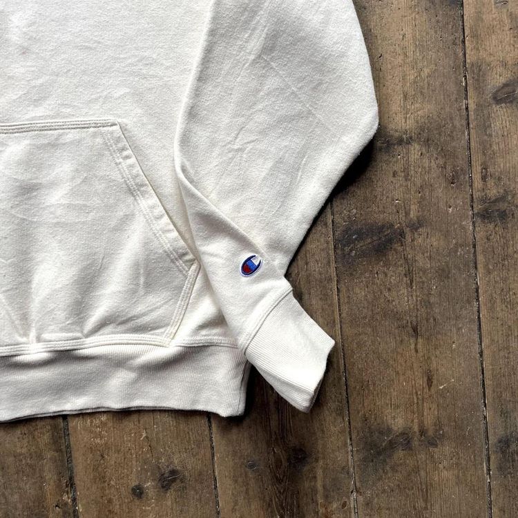Champion Hoodie Pull Over Spellout Sports Sweatshirt, White, Mens Small image 4