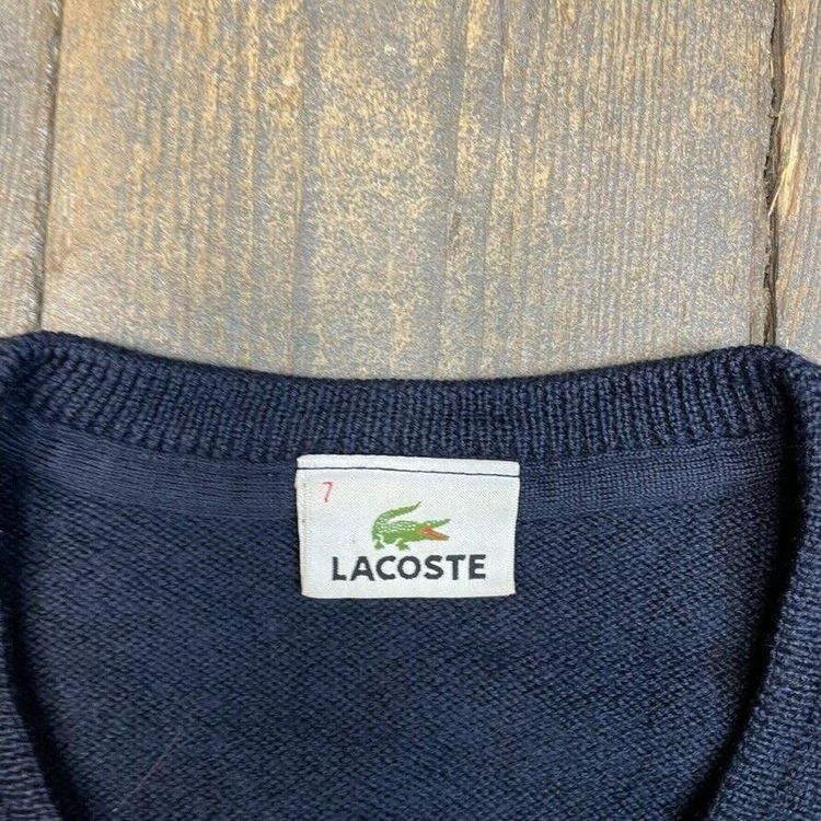 Lacoste Jumper V-Neck Knit 90s Vintage USA Knitted Sweater, Black, Mens 2XL 8