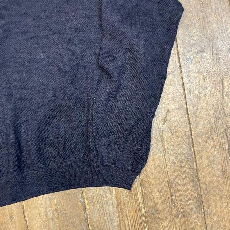 Lacoste Jumper V-Neck Knit 90s Vintage USA Knitted Sweater, Black, Mens 2XL 5