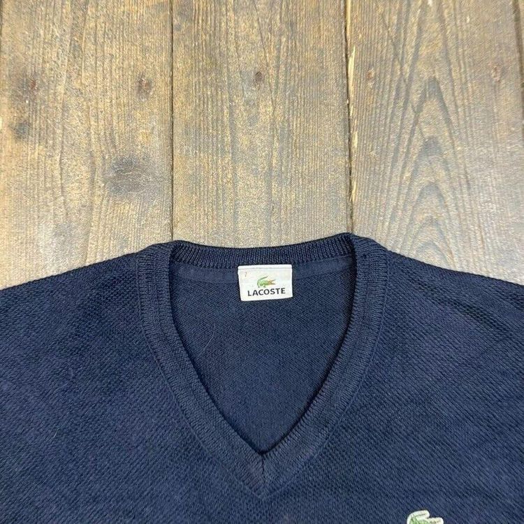 Lacoste Jumper V-Neck Knit 90s Vintage USA Knitted Sweater, Black, Mens 2XL 7