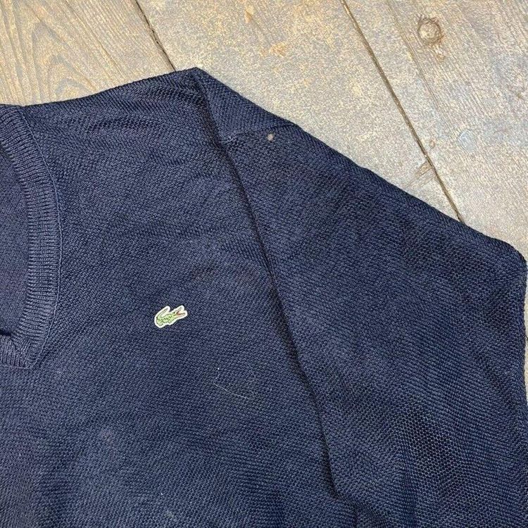 Lacoste Jumper V-Neck Knit 90s Vintage USA Knitted Sweater, Black, Mens 2XL 4