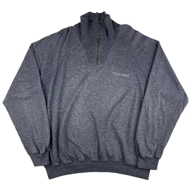Vintage Champion 1/4 Zip Pullover Sweatshirt Navy Medium image 1