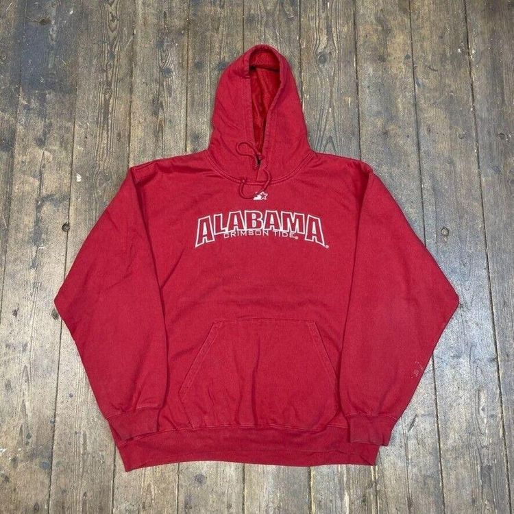 Starter Hoodie Vintage Alabama Y2K Sports Sweatshirt, Red, Mens XL