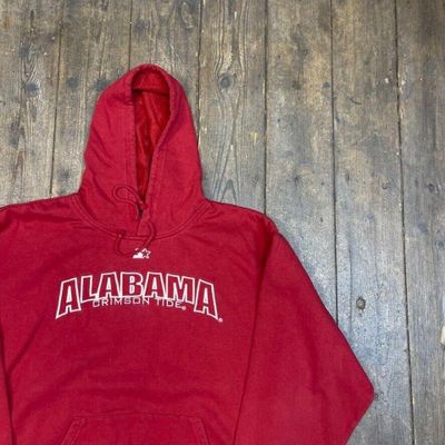 Starter Hoodie Vintage Alabama Y2K Sports Sweatshirt, Red, Mens XL 2