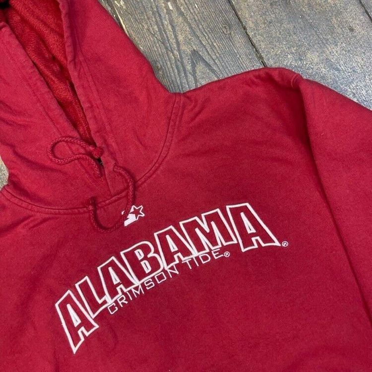Starter Hoodie Vintage Alabama Y2K Sports Sweatshirt, Red, Mens XL 4