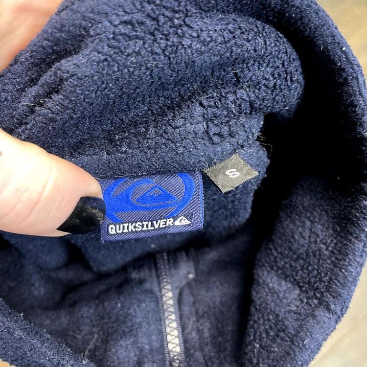 QuickSilver Sweatshirt Fleece Half- Zip Sports Jumper, Navy, Mens Small 8