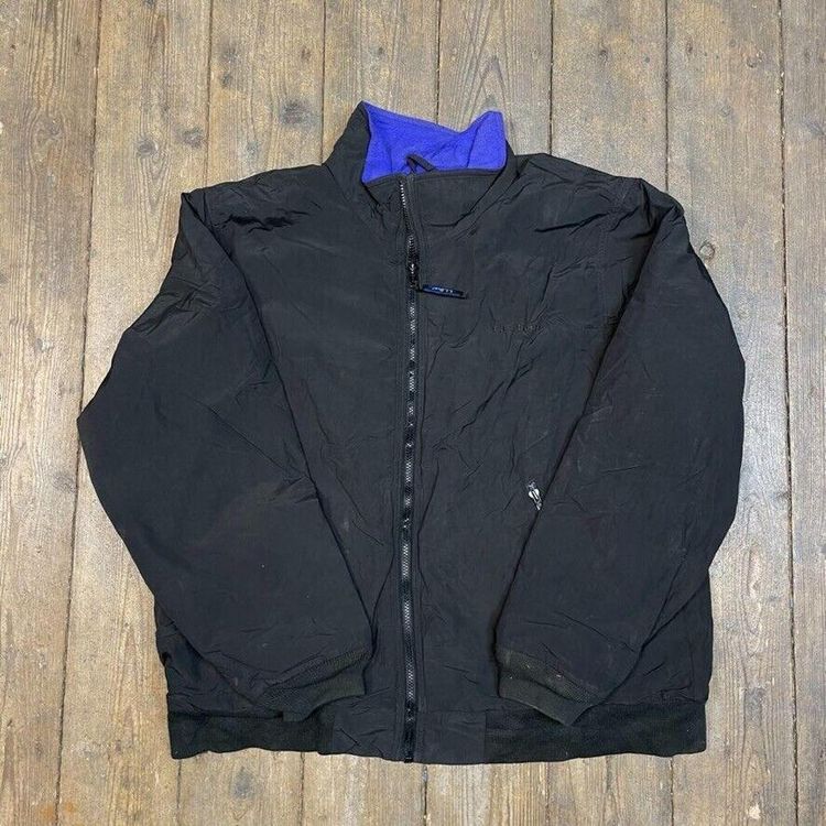 L.L Bean Bomber Jacket Vintage Full Zip Fleece Lined Coat, Black, Mens Medium