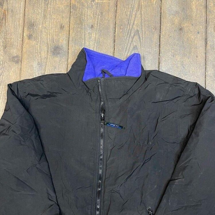 L.L Bean Bomber Jacket Vintage Full Zip Fleece Lined Coat, Black, Mens Medium 2