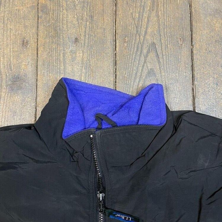 L.L Bean Bomber Jacket Vintage Full Zip Fleece Lined Coat, Black, Mens Medium 6