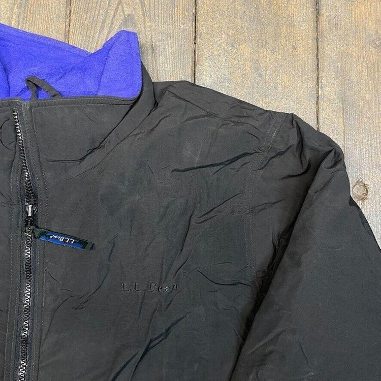 L.L Bean Bomber Jacket Vintage Full Zip Fleece Lined Coat, Black, Mens Medium 3