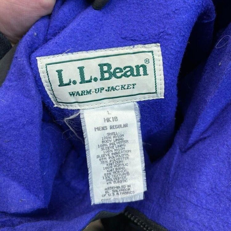 L.L Bean Bomber Jacket Vintage Full Zip Fleece Lined Coat, Black, Mens Medium 7