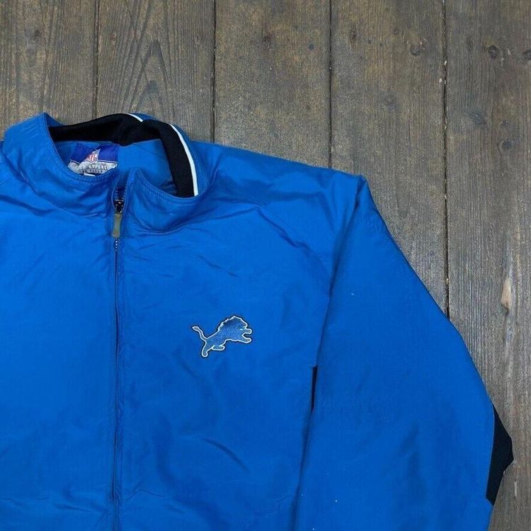 Reebok Detroit Lions Track Jacket NFL Full-Zip Sports Windbreaker, Blue, Mens XL 3