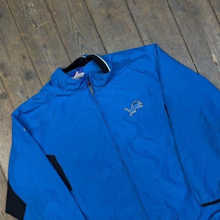Reebok Detroit Lions Track Jacket NFL Full-Zip Sports Windbreaker, Blue, Mens XL 4