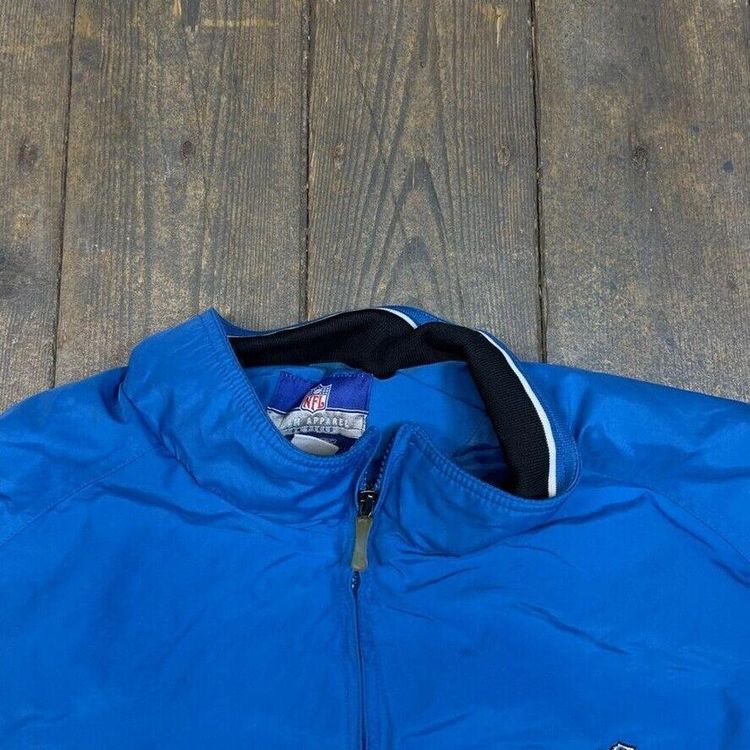 Reebok Detroit Lions Track Jacket NFL Full-Zip Sports Windbreaker, Blue, Mens XL 6