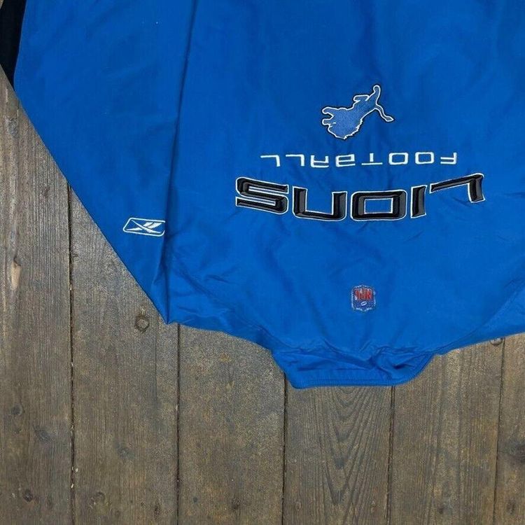 Reebok Detroit Lions Track Jacket NFL Full-Zip Sports Windbreaker, Blue, Mens XL 8