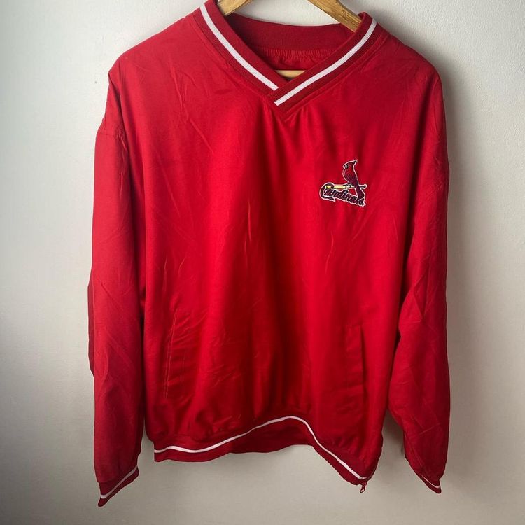American Vintage Vintage 90s St Louis cardinals MLB baseball usa pullover jacket / jumper / sweatshirt in red and whi product image