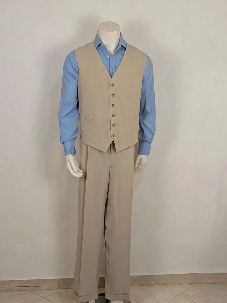 Abito Uomo 3 pezzi Travel master giacca, gilet e pantalone beige sabbia tg54 imagen 3