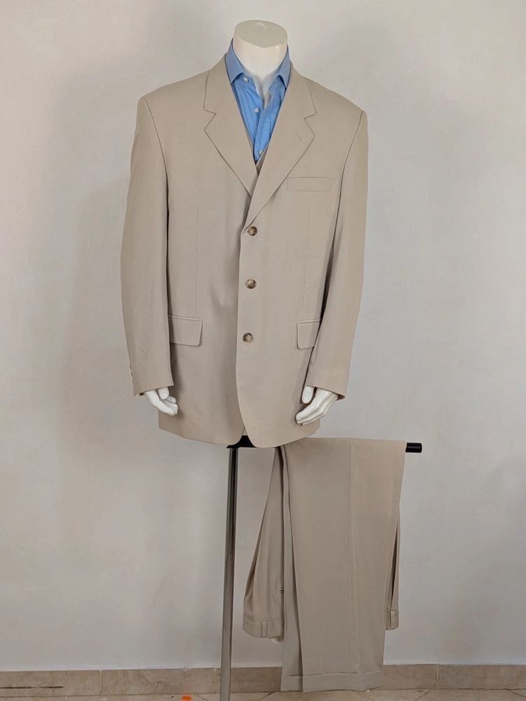 Abito Uomo 3 pezzi Travel master giacca, gilet e pantalone beige sabbia tg54 imagen 2