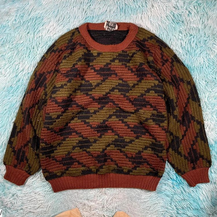 Missoni Vintage 80s Funky Patterned Knitted Jumper - Large product image