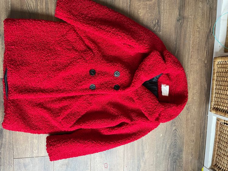Zara Woman Red Double-Breasted Coat 4