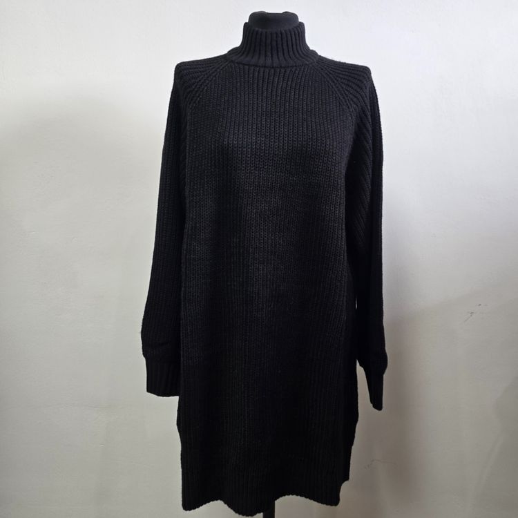Black Knitted Turtleneck Sweater Dress