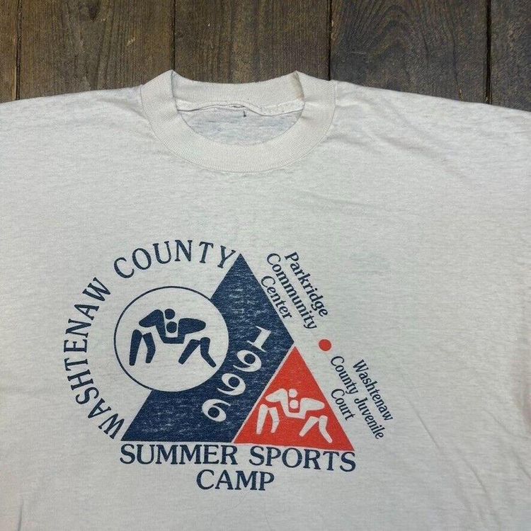 Vintage T-Shirt 90s Charity Run Graphic Single Stitch Tee, White, Mens Large image 2