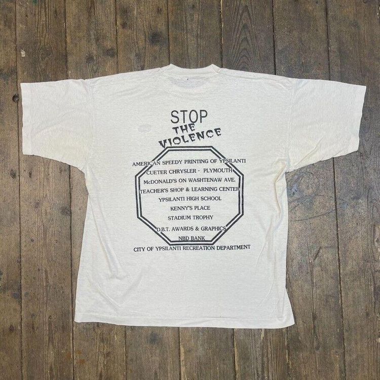 Vintage T-Shirt 90s Charity Run Graphic Single Stitch Tee, White, Mens Large image 7