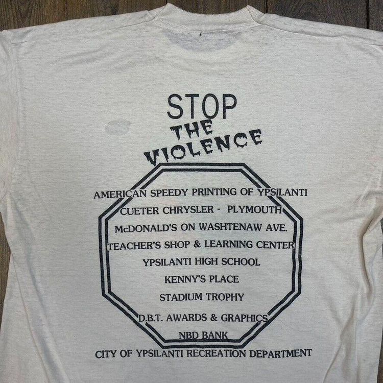 Vintage T-Shirt 90s Charity Run Graphic Single Stitch Tee, White, Mens Large image 8