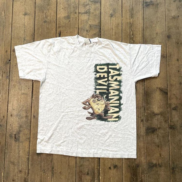 Warner Bros Tas T-Shirt Vintage Graphic Single Stitch Tee, Grey, Mens 2XL image 1