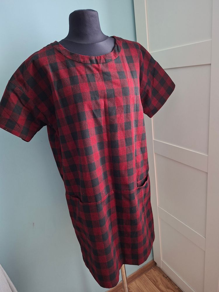 Red And Black Checkered Dress MNG