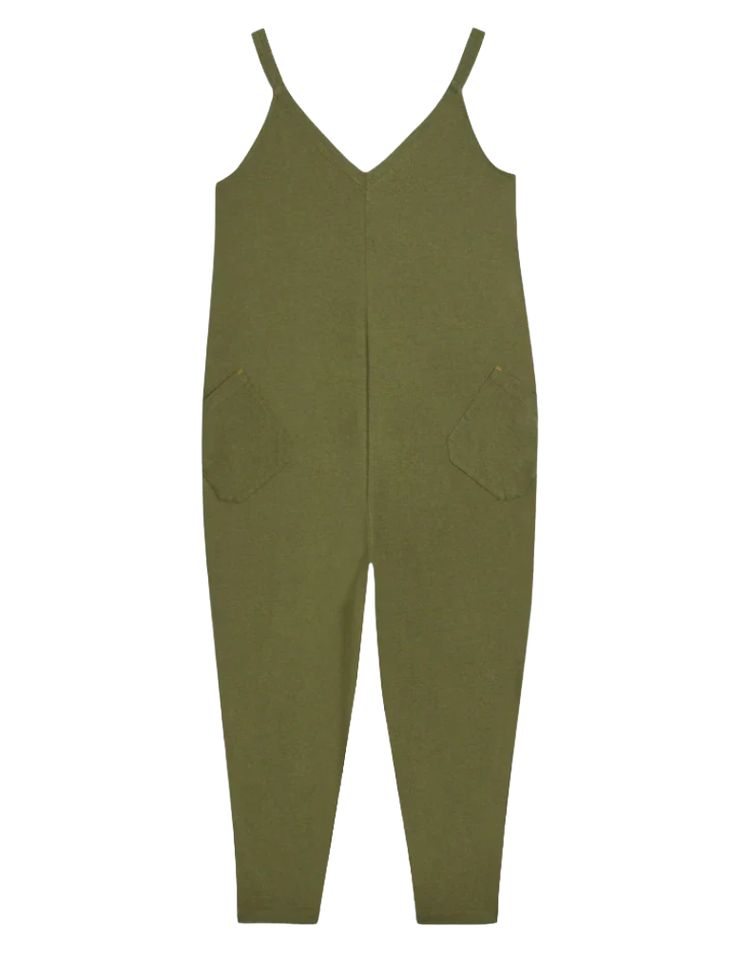 Women's Sleeveless Selina Jersey V Neck Jumpsuit in Green 5