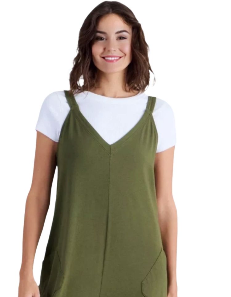 Women's Sleeveless Selina Jersey V Neck Jumpsuit in Green 6
