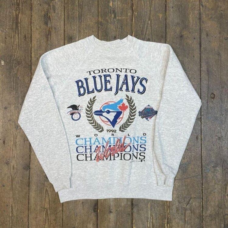 MLB Sweatshirt 90s Toronto Blue Jays Vintage Baseball Jumper, Grey, Mens Medium