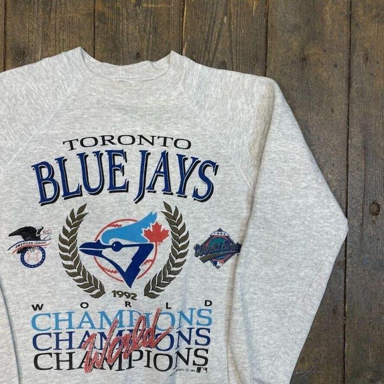 MLB Sweatshirt 90s Toronto Blue Jays Vintage Baseball Jumper, Grey, Mens Medium 2
