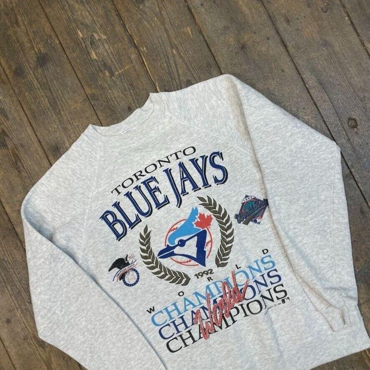 MLB Sweatshirt 90s Toronto Blue Jays Vintage Baseball Jumper, Grey, Mens Medium 3