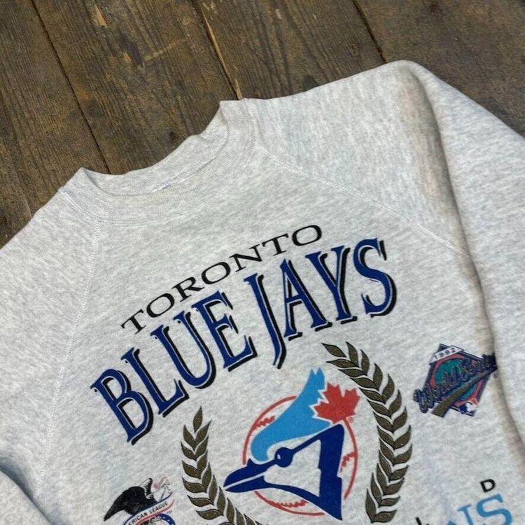 MLB Sweatshirt 90s Toronto Blue Jays Vintage Baseball Jumper, Grey, Mens Medium 4