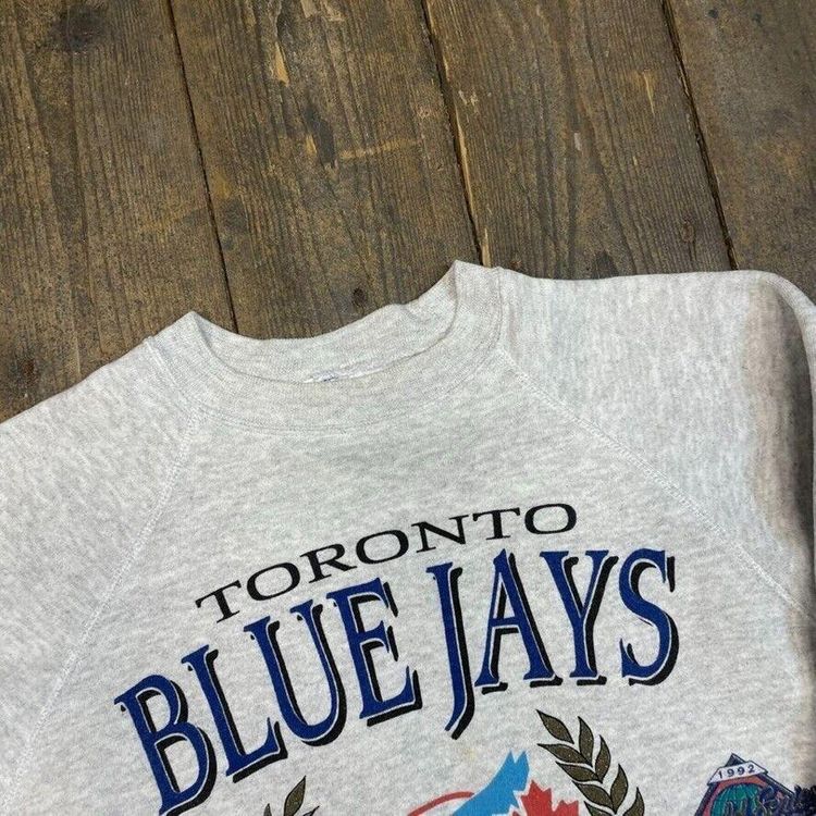 MLB Sweatshirt 90s Toronto Blue Jays Vintage Baseball Jumper, Grey, Mens Medium 7