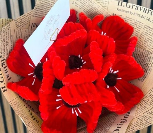 Red Fabric Flowers Bouquet