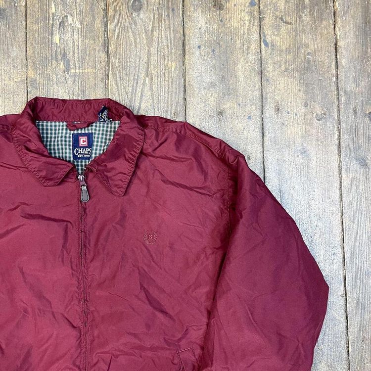 Chaps Harrington Jacket Checkered Lined Vintage 90s Golf Coat, Red, Mens XL image 2