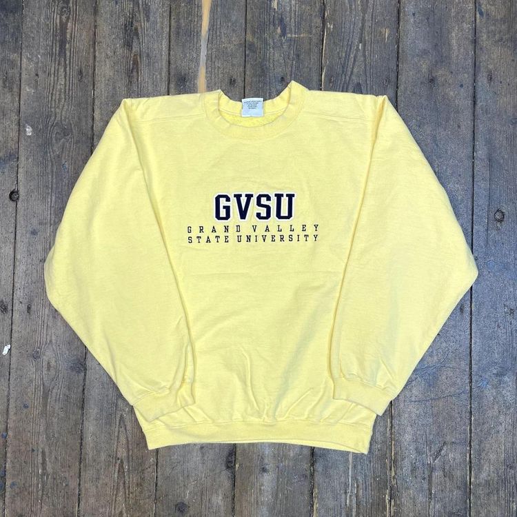 Cotton Exchange Sweatshirt 90s USA GVSU University Jumper, Yellow Mens Small image 1
