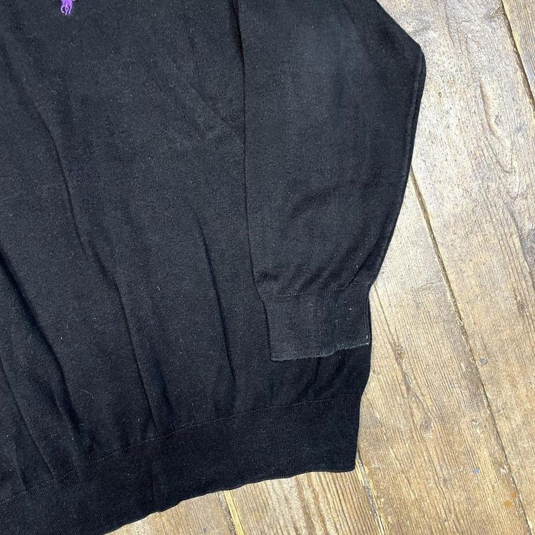 Ralph Lauren Polo Knit Sweater V Neck Y2K Sports Sweater, Black, Mens 3XL 5