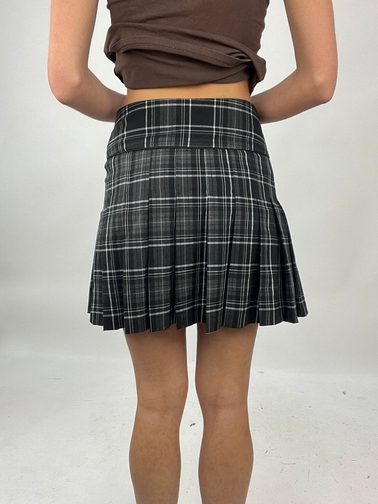 💚 TAYLOR SWIFT DROP | medium black tartan checked pleated skirt 2