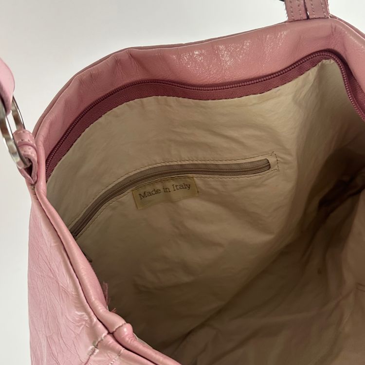 Vintage Pink Leather Tote Bag 4