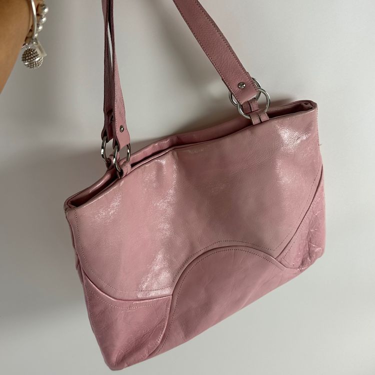 Vintage Pink Leather Tote Bag 2