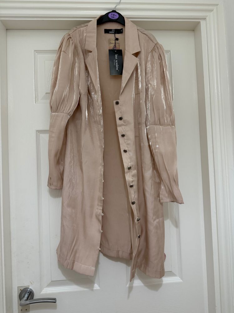 Elegant Nude Fitted Long Sleeve Dress