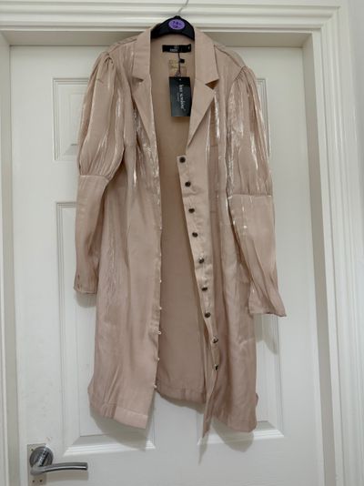 Elegant Nude Fitted Long Sleeve Dress