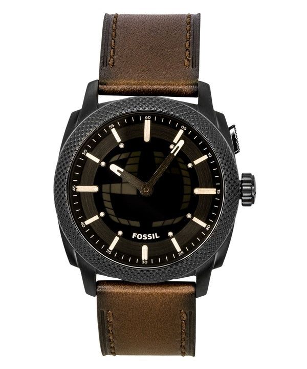 Fossil Machine Big Tic Analog Digital Brown Leather Strap Black Dial Quartz FS6165 Men's Watch image 1