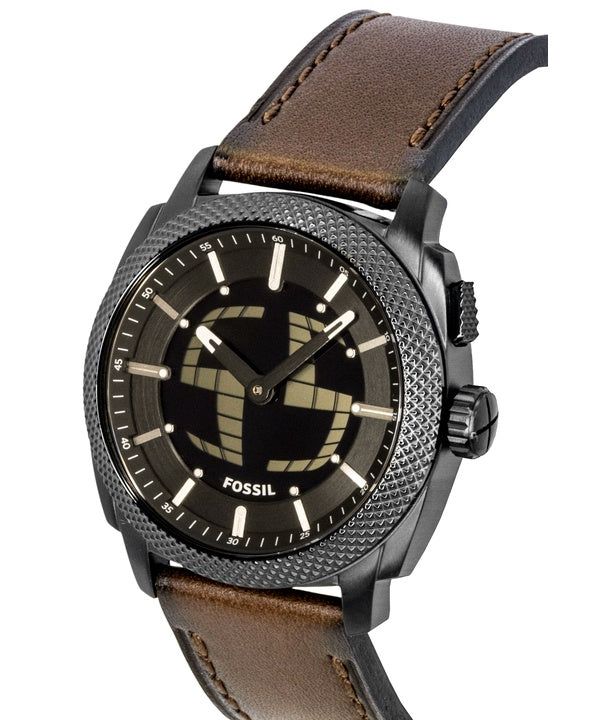 Fossil Machine Big Tic Analog Digital Brown Leather Strap Black Dial Quartz FS6165 Men's Watch image 5