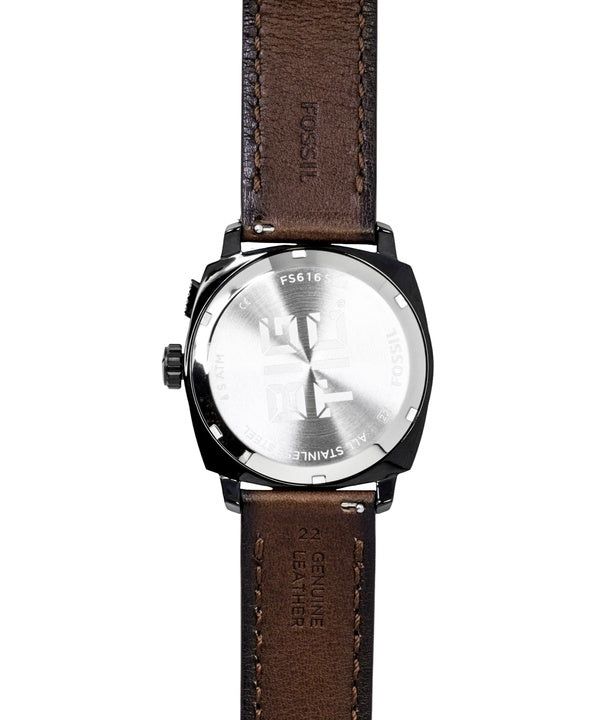 Fossil Machine Big Tic Analog Digital Brown Leather Strap Black Dial Quartz FS6165 Men's Watch image 4