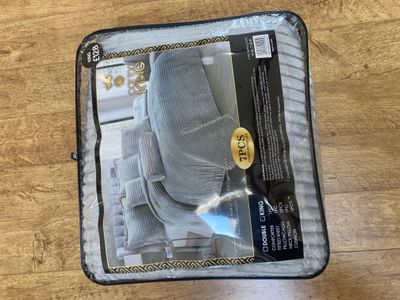 7PC DOUBLE BEDSET GREY RIBBED RRP £128